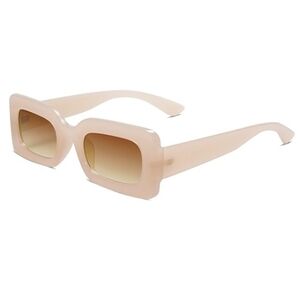 90s Nude Rectangle Trendy Chunky Sunglasses Pink